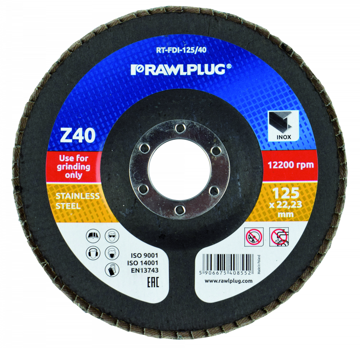 RT-FDI Zirkonium flap discs för rostfritt stål
